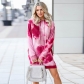 Mid-Length Pullover O-Neck Casual Tie Dye Printed Sweater Hoodie Dress LQ155