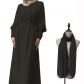 Muslim Elegant And Soft Chiffon Long Dress Waistband Double Layer Dress 21458