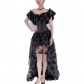Shapewear Set Skirt Breast Holding Lace Short Sleeve Peplum Court Corset Dress WK2276A