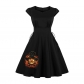 2023 Hepburn Style Embroidery Halloween Big Swing Crew-neck Vintage Dress 1986