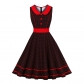 New Sstyle Women Lapel Polka Dot Color Contrast Vintage Swing Dress 3291