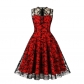 Women Gauze Embroidery Waist Sleeveless Lolita Court Swing Midlength Dress 5122
