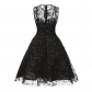 Women Gauze Embroidery Waist Sleeveless Lolita Court Swing Midlength Dress 5122