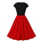 Fashion V-neck Dress Waist Short-Sleeved Folk Dance Swing Mid-Length Dress 5098