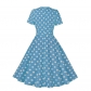Hepburn Style Round Neck Bow Lace Up Polka Dot Retro Swing Dress Woman 5157