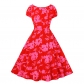 Slimming Midlength Women Summer emperament Lacing Elastic Casual Print Dress 5193