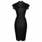 Solid Color Temperament Round Neck Sexy Lace Slim And Hip Wrap Pencil Dress CD127