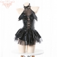 Women Imp Bat Patent Leather Witch Dress Costume Daemon Uniform Cosplay FSM096