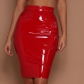 Slim Tight Half Skirt Mirror PU Leather High Waist Zipper Skirt SKT010