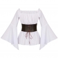 Women's Renaissance Long Sleeved Pleated Waist Bohemian Pirate Shirt Belt SM3024