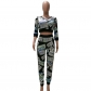 New Appreal Sexy Crop Top Combines With Women 2 Piece Sport Print Suit Sets