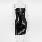 Sexy Lace Up Hollow Out PU Leather Dress M7310