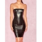 Off-shoulder Leather Bodycon Dress M7309