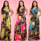Women  sleeveless Chain Print Maxi Dress M8351