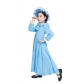 British colonial farm dress girls costume children blue dot dress cosplayM40648