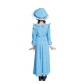 British colonial farm dress girls costume children blue dot dress cosplayM40648