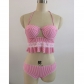 Sexy Pink Striped Lace Two Piece Swimwear Set m11856