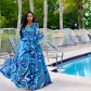 Women Maxi print dress long high quality Summer Beach Chiffon Party Dress M8214