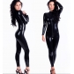 Women Sexy Wetlook Leather Catsuit Zipper Open Crotch Bodysuit M7325