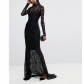 Women's Long Sleeve Black Lace Party Long Dress M18049