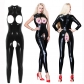 Women Hollowed Out Patent Leather Jumpsuit Club Suit Biker Bodysuit 6757