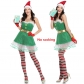 Sexy Off Shoulder Santa Claus Green Sequin Elf Xmas Costume M21945