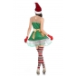 Sexy Off Shoulder Santa Claus Green Sequin Elf Xmas Costume M21945