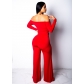 Hot Red Sexy V Neck Jumpsuit M8327