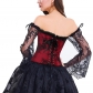 Sexy Long Floral Sleeves Off Shoulder Lace Gothic Victorian Corset M1418B