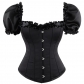 Black Sexy Ruffle Sleeves Lace-up Steampunk Victorian Overbust Corset Top WK2206