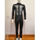 Men's Sexy Mesh Patchwork PVC Leather Bodysuit N972