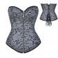 Women Sexy Jacquard Floral Overbust Corset With Zipper Bustier Top M1441