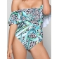 New style ruffle-shoulder  one piece colorful flower print swimwear 17076