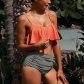 Summer high waist stripes bikini sweet swimsuit M17090