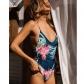 Summer Sexy Deep V Neck Strap Tie Dye Bikini Swimsuit for womens clothing