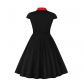 5XL Big Size Elegant Ladies Single-Breasted Vintage Pinup Swing Dress 1729A