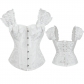 Black white elegant jacquard puff sleeve corset M1934