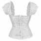 Black white elegant jacquard puff sleeve corset M1934