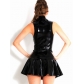 Newest design ruffle mini leather dress M7014