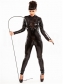 Sexy lace-up PVC leather black jumpsuit M7003