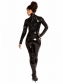 Sexy lace-up PVC leather black jumpsuit M7003