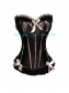 sexy black satin corset with pink strips m1888c