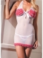 White and Pink Ruffled Babydoll M3332a