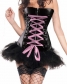 women black leather corset with tutu skirt m1210A