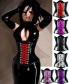 five colors ribbons black leather corset m1259