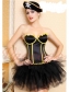 sexy black cotton corset with yellow strips m1854