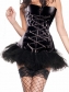 chain front black leather corset with tutu skirt m1207A