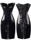 The black glossy Siamese leather corset M1217B