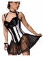silver sleek corset with lace skirt M1681