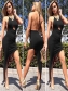 Black Halter Sexy Backless High Low Party Evening Dress M30035a